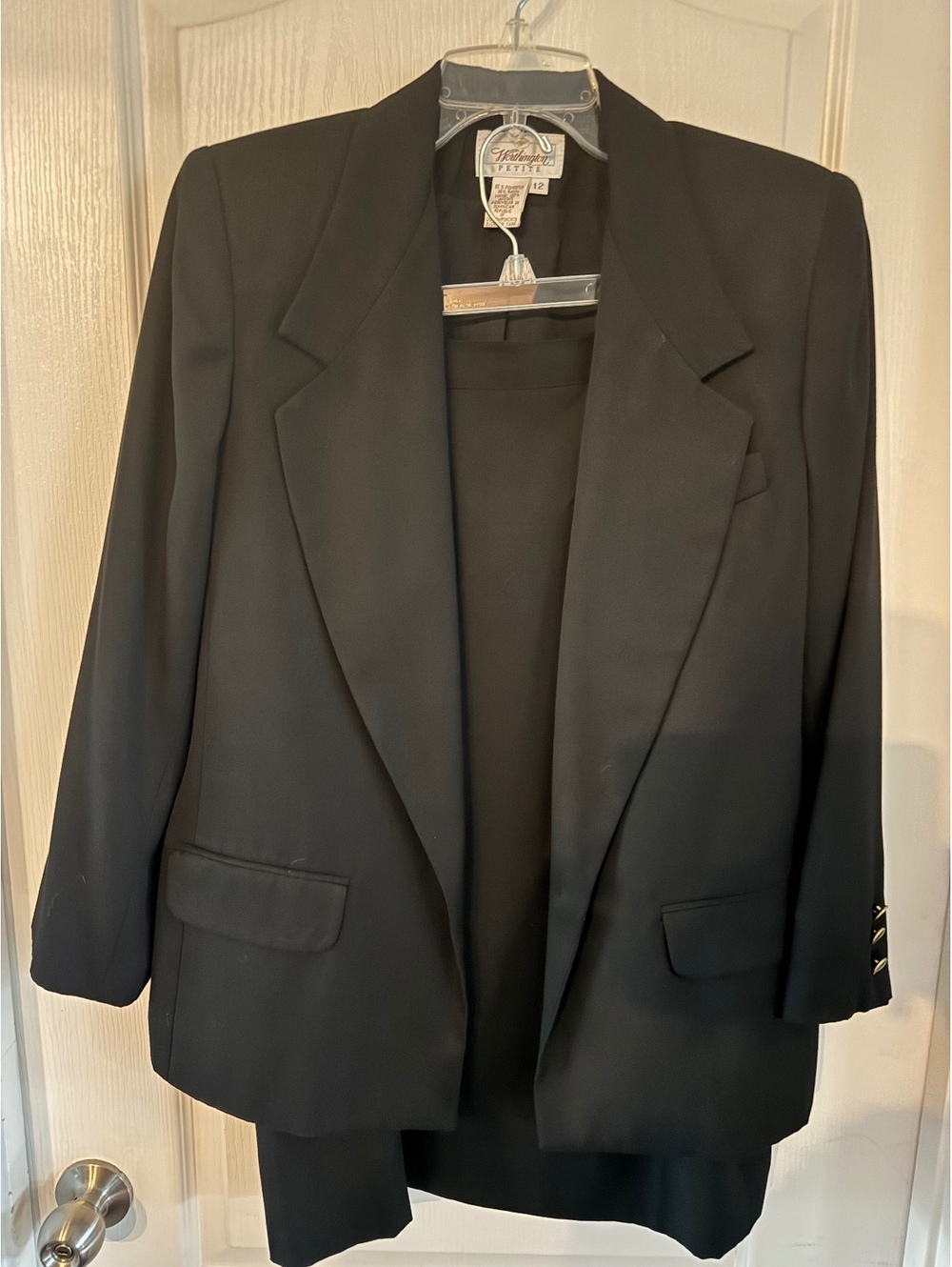Vintage Worthington Petite Black Blazer and Skirt Suit Size 12
